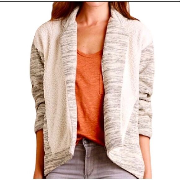Saturday Sunday Anthropologie Size M Moelleux Open Front Jacket Sweater Sherpa - Picture 1 of 12